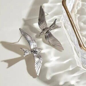 Vintage Swallow Wings Stainless Steel Earrings - Unique Statement Studs